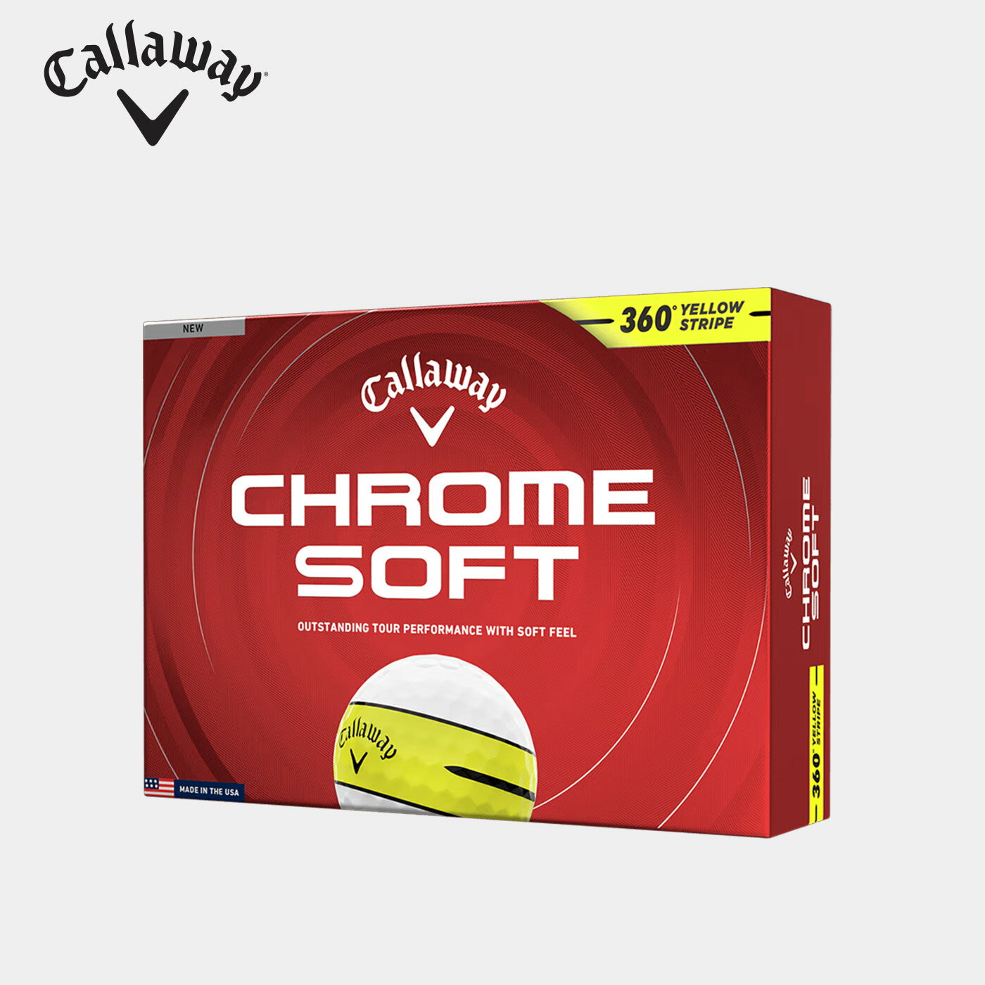 【2026年最新モデル】キャロウェイ CHROME SOFT 360° YELLOW STRIPE クロムソフト イエロー ストライプ ボール ゴルフボール 1ダース(12個入) Callaway
