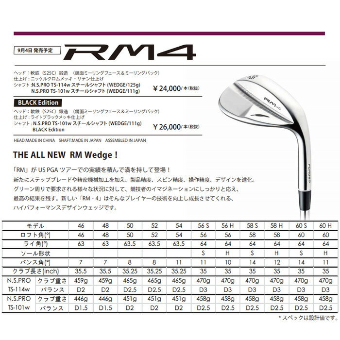 フォーティーンRM4WEDGERM4ウェッジ(ニッケルクロムメッキ・サテン仕上げ)スチールシャフト