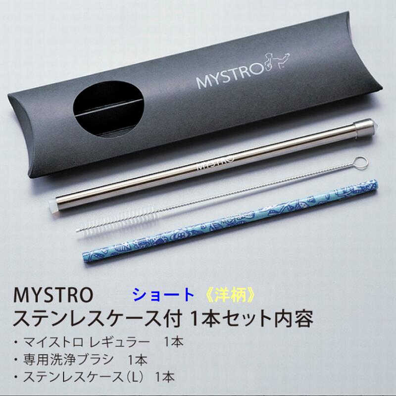 MYSTRO ショート 洋柄9種 ステンレスケース付きセット 携帯ストロー ピロー型パッケージ 1本入 ブラシ1本付き ギフト 贈り物 マイストロ マイストロー 美濃焼 美濃焼ストロー 国産 SDGs 脱プラスチック 日本製 陶磁器 カフェ 喫茶店 美容院