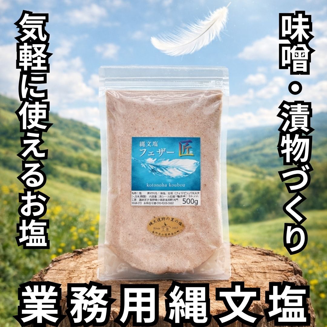 Halite - 【コトノハ工房公式】 縄文塩フェザー 匠 大 500g ミネラル 塩 ブレンド塩 海塩 岩塩 天然塩 コトノハ工房 縄文塩 漢宝塩 竹塩 仁山竹塩 業務用 無添加 パウダー 粉 高級塩 天日塩 自然塩 焼塩 フェザー 味噌用 漬物用
