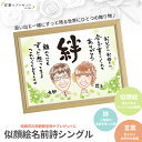 【注文の流れ】 1：楽天ページより注文が完了しましたらメールが届きますので、そちらに記載の方法にてアンケート項目のご返答と似顔絵の元となるお写真のご送付をお願いします。 2：名前詩、似顔絵それぞれの完成品をメールにてご案内しますので、修正点がありましたら、その内容をお知らせください。 3：最終的に完成した作品をお届けします。 詳しくはこちらをご参照ください。 【注意点】 モニターの見え方と実際の商品の色味は異なる場合があります。 商品概要：-結婚式の両親のプレゼントに感謝のキモチを伝える『言葉のプレゼント』-言葉のプレゼント 楽天市場店では、似顔絵と筆文字で作る世界にひとつのオリジナルサンクスボード制作サービスのお店です。結婚式、二次会、披露宴、結婚パーティー、顔合わせ、結婚のご挨拶などで、「ありがとう」の気持ちを伝える、おしゃれで可愛いブライダルギフト、を取り扱っています。似顔絵と筆文字で感謝のキモチを伝えるオリジナルギフト 両親に感謝のキモチをストレートに伝えることができる3つの商品を取り揃えています。 当店で名前を使った詩を作る「似顔絵名前詩」 ご両親のお名前を使って当店で詩（名前詩）をお作りします。言葉によりオリジナル性を持たせたい方や、言葉をご自身で作るのが苦手な方におススメです。 言葉のプレゼントのここがイイ！ そっくりな似顔絵と、両親への感謝のキモチを伝える筆文字を組み合わせて制作する世界にひとつの結婚式の両親のプレゼントの為、モノでは決して伝えることのできない大切なキモチを形にして両親にプレゼントすることができます。 豊富なバリエーション 選べるデザイン 限定デザインも含めて、21種類のデザインをご用意しています。いずれも似顔絵にピッタリの可愛らしいデザインです。オプションで完全オリジナルの背景デザインにすることも可能です。 選べる似顔絵 7名のプロの絵描き屋さんから、お好きな似顔絵の画風をお選びいただけます。 選べるタイトル文字 タイトル文字を7種類の中からお好きなものをお選びいただけます。新郎新婦様の気持ちを表すタイトル文字を使うことで、より両親への気持ちをストレートに伝えるプレゼントになります。 選べる服装 両親・新郎新婦・家族用と、それぞれの6種類の服装をご用意しています。オプションで完全オリジナルの服装にすることも可能です。 結婚式に間に合うように商品発送 通常納期で約2週間、それよりも日程が迫ってきている場合は、オプションのお急ぎ便をご利用いただくと、結婚式の日程に間に合うように商品発送いたします。写真の送付やデータのご確認など、お客様にて行なっていただく作業をすぐにしていただければ最短で4日でのお届けも可能です。 結婚式が来週に迫ってきているのに両親へのプレゼントが決まっていない・・という方でもご利用いただけます。また、発送先を結婚式場に直接指定することも可能ですので、結婚式の前日までに届いていれば式に間に合わせることができます。 安心の保障システム どんな似顔絵や筆文字が出来上がるか不安ですよね。一生に一度の結婚式に失敗は許されません。 作成した作品は商品発送前にお客様にご確認いただけるように、メールでご案内いたします。ご案内した似顔絵はお客様のご要望に応じて何度でも修正が可能です。また、修正した作品でもご満足いただけない場合は、その時点で注文キャンセルも可能です。その場合は、一切費用はかかりません。 作成する作品に自信があるからこそできる、安心の保障システムです。 無料動画サービス 皆さまに無料動画が付いています。サンプルは下記です。 披露宴会場内のプロジェクターにて動画を流すこともできますし、結婚式が終わった後に結婚式の感動を思い出す為にいつでも見ることもできます。また、動画はYouTubeにアップしますので、簡単にご両親や親戚、ご友人に案内したり、SNSにシェアすることもできます。 ※YouTubeでは限定公開設定しますので、ご自身で第三者に動画を案内しない限り、勝手に他者に動画を見られることはありません。 ※動画は商品発送後、およそ1週間後にメールにてご案内します。結婚式の日が近い日程の場合、式までに動画のご案内が間に合わないことがあります。予めご了承ください。 フレーム（4種類） 1.木製ブラウンフレーム 2.木製ナチュラルフレーム 3.アクリルフレーム 4.アルミシルバーフレーム