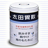 内容量：210g【商品説明】■生薬の芳香性やL-メントールの清涼感で、胃のもたれや二日酔などの不快感をスッキリさせる胃腸薬です。■作用の異なる四種の制酸剤の組合せにより、消化酵素が最も働きやすいように胃酸を中和するため、食物は速やかに消化され、胸やけ、胃痛などにも効果的です。■生薬の良さにこだわり、出来るだけ加工をさける為に粉末状に作られました。よって有効成分を逃すこともなく、すぐれた効きめが発揮されます。■剤　型：灰褐白色の散剤。■効能・効果・ 飲みすぎ、胸やけ、胃もたれ、食べすぎ、胃痛、胃部不快感、消化不良、消化促進、食欲不振、胃弱、胃酸過多、胃部・腹部膨満感、はきけ（胃のむかつき、二日酔・悪酔のむかつき、悪心）、嘔吐、胸つかえ、げっぷ、胃重■用法・用量○年　齢　　 1回量 ・大人 　　　1.3g ・8-14歳　　 0.65g ※以上いずれも1日3回食後または食間に服用してください。※食間とは食後2-3時間のことをいいます。※添付のさじは、すり切り一杯で約1.3gです。※中ぶた裏のすり切り板をご使用ください。■用法・用量に関する注意・小児に服用させる場合には、保護者の指導監督のもとに服用させてください。■成　分：1.3g中・ケイヒ 92mg ・ウイキョウ 24mg ・ニクズク 20mg ・チョウジ 12mg ・チンピ 22mg ・ゲンチアナ 15mg ・ニガキ末 15mg ・炭酸水素ナトリウム 625mg ・沈降炭酸カルシウム 133mg ・炭酸マグネシウム 26mg ・合成ケイ酸アルミニウム 273.4mg ・ビオヂアスターゼ 40mg ・添加物：l-メントール ■使用上の注意・してはならないこと（守らないと現在の症状が悪化したり、副作用が起こりやすくなります）1. 次の人は服用しないで下さい 透析療法を受けている人。 2. 長期連用しないでください・相談すること1.　次の人は服用前に医師又は薬剤師に相談してください(1)医師の治療を受けている人。(2)本人又は家族がアレルギー体質の人。(3)薬によりアレルギー症状を起こしたことがある人。(4)次の診断を受けた人。・腎臓病2.次の場合は、直ちに服用を中止し、商品添付説明文書を持って医師又は薬剤師に相談してください。(1)服用後、次の症状があらわれた場合・関係部位 症状(皮ふ 発疹・発赤、かゆみ）(2)2週間位服用しても症状がよくならない場合■保管及び取扱い上の注意1.直射日光の当たらない湿気の少ない涼しい所に保管してください。2.小児の手の届かない所に保管してください。3.他の容器に入れ替えないでください。※誤用の原因になったり品質が変わるおそれがあります。4.使用期限をすぎた製品は、使用しないでください。【お問い合わせ先】こちらの商品につきましての質問や相談につきましては、当店（ドラッグピュア）または下記へお願いします。株式会社 太田胃散 「お客様相談係」電話(03)3944-1311(代表)受付時間/9：00-17：00(土・日・祝日を除く)広告文責：株式会社ドラッグピュア○NM神戸市北区鈴蘭台北町1丁目1-11-103TEL:0120-093-849製造販売者：株式会社太田胃散区分：第2類医薬品・日本製文責：登録販売者　松田誠司 ■ 関連商品太田胃散お取り扱い商品