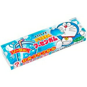 ■製品特徴 ドラえもんフーセンガムは子供に大人気のソーダ味です。点数券15点で「ドラえもんひみつカプセル」がもらえます。 内容量：5枚 ■原材料 砂糖、ブドウ糖、水あめ、カカオ抽出分、ガムベース、酸味料、軟化剤、香料、ビタミンC、クチナシ色素、（原材料の一部にゼラチンを含む） ★商品画像のデザインは、実際の商品とは異なる場合がございますのでご了承下さい。 ■栄養成分 100gあたり ・熱量55kcl、たんぱく質0、脂質0、炭水化物13.8g、ナトリウム0 ■発売元：ロッテ ※パッケージが数種類ありますので、異なることが有ります。 また、かんだ後は紙に包んでくずかごに捨てましょう。 【お問い合わせ先】こちらの商品につきましての質問や相談は、当店(ドラッグピュア）または下記へお願いします。株式会社ロッテ〒160-0023 東京都新宿区西新宿3-20-1 ロッテお客様相談室電話：0120-302-300受付時間 午前9:00〜午後5:00(土、日、祝日、会社休日除く)広告文責：株式会社ドラッグピュア作成：201805YK神戸市北区鈴蘭台北町1丁目1-11-103TEL:0120-093-849製造販売：株式会社ロッテ区分：お菓子・日本製 ■ 関連商品 チューインガム 株式会社ロッテの他の商品