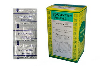 【商品説明】■サンワロンC顆粒（さんわろんC かりゅう）　90包・第2類医薬品・剤型：顆粒漢方処方「葛根加朮附湯」の水製エキスを服用しやすい顆粒の分包にしたものです。【適応症】悪感発熱して頭痛があり、項部、肩背部に緊張感あるもの。肩こり・肩甲部の神経痛・上半身の関節リウマチ。【用法・用量】次の1回量を1日3回食前又は食間に服用すること。大人（15才以上）　　1〜3 包15才未満　　　　　服用しないこと【成分】本品1日量 ………9包（1包 0.8g） 中サンワロンC水製エキス …………… 3.375gカッコン……… 4.500g 　ソウジュツ……… 3.375gマ オ ウ……… 3.375g 　ケ イ ヒ………… 2.250gショウキョウ… 3.375g 　シャクヤク……… 2.250gタイソウ……… 3.375g 　カンゾウ………… 2.250g加工ブシ末 …………………………… 1.125g添加物として乳糖，トウモロコシデンプン，ステアリン酸Caを含有する。【使用上の注意】■相談すること1．次の人は服用前に医師、薬剤師又は登録販売者に相談すること(1)医師の治療を受けている人。(2)妊婦又は妊娠していると思われる人。(3) 著しく胃腸の弱い人。(4) 発汗傾向の著しい人。(5) のぼせが強く赤ら顔で体力の充実している人。(6) 高齢者。(7) 今までに薬などにより発疹・発赤、かゆみ等を起こしたことがある人。(8) 次の症状のある人。　　むくみ、排尿困難(9) 次の診断を受けた人。高血圧、心臓病、腎臓病、甲状腺機能障害2．服用後、次の症状があらわれた場合は副作用の可能性があるので、直ちに服用を中止し、この文書を持って医師、薬剤師又は登録販売者に相談すること皮　膚：発疹・発赤、かゆみ消化器：吐き気、食欲不振、胃部不快感そ の 他： 動悸、のぼせ、ほてり、口唇・舌のしびれまれに下記の重篤な症状が起こることがある。その場合は直ちに医師の診療を受けること。偽アルドステロン症、ミオパチー：手足のだるさ、しびれ、つっぱり感やこわばりに加えて、脱力感、筋肉痛があらわれ、徐々に強くなる。3．1ヵ月位服用しても症状がよくならない場合は服用を中止し、この文書を持って医師、薬剤師又は登録販売者に相談すること5．長期連用する場合には、医師、薬剤師又は登録販売者に相談すること【保管及び取扱い上の注意】(1) 直射日光の当たらない湿気の少ない涼しい所に密栓して保管すること。(2) 小児の手の届かない所に保管すること。(3) 他の容器に入れ替えないこと。（誤用の原因になったり品質が変わる。）■お問い合わせ先こちらの商品につきましての質問や相談につきましては、当店（ドラッグピュア）または下記へお願いします。三和生薬株式会社電話番号 028-661-2411広告文責：株式会社ドラッグピュア作成:201501ST神戸市北区鈴蘭台北町1丁目1-11-103TEL:0120-093-849製造販売元：三和生薬株式会社321-0905 栃木県宇都宮市平出工業団地6−1区分：指定第2類医薬品文責：登録販売者　松田誠司■ 関連商品漢方薬三和生薬　お取扱商品