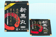 内容量：3丸×10包【製品特徴】●肝臓の働きを助け、アルコールの代謝を促進するウコンや、悪酔・二日酔に伴うはきけ・嘔吐に効果のあるショウキョウを配合した健胃薬です。●悪酔・二日酔のむかつきに有効な漢方処方「黄連解毒湯」の主な成分オウゴン・オウバク・オウレンを配合しています。 ●1回3丸の分包タイプで、携帯に便利です。●剤　型：色の丸剤。●効能・効果・飲み過ぎ、はきけ（二日酔・悪酔のむかつき）・嘔吐、食欲不振、もたれ、胃弱、消化促進、食べ過ぎ、胸つかえ、・胸やけ、消化不良による胃部・腹部膨満感、消化不良●用法・用量・成人（15歳以上） 3丸 3回食前又は食間に服用して下さい。 ※15歳未満 服用しないで下さい。●成　分・オウゴン乾燥エキス 50mg（原生薬として300mg） ・オウバク乾燥エキス 50mg（原生薬として300mg） ・オウレンエキス 50mg（原生薬として300mg） ・ショウキョウ末 300mg ニンジン末 150mg ・ウコンエキス 150mg（原生薬として2,250mg） 添加物： バレイショデンプン、寒梅粉、カンゾウ、デヒドロ酢酸ナトリウム、アラビアゴム、タルク、薬用炭、セラック 【使用上の注意】・相談すること1.次の人は服用前に医師または薬剤師に相談すること。（1）医師の治療を受けている人。（2）妊娠または妊娠していると思われる人。2.次の場合は、直ちに使用を中止し、商品添付説明文書を持って医師または薬剤師に相談すること。2週間位服用しても症状がよくならない場合。【保管及び取扱上の注意】1.直射日光の当たらない湿気の少ない涼しい所に保管してください。2.小児の手の届かない所に保管してください。3.他の容器に入れ替えないでください。※誤用の原因になったり品質が変わるおそれがあります。4.使用期限をすぎた製品は、使用しないでください。【お問い合わせ先】こちらの商品につきましての質問や相談につきましては、当店（ドラッグピュア）または下記へお願いします。第一三共ヘルスケア株式会社お客様相談室TEL:03-6667-3232 受付時間　9:00〜17:00（土、日、祝日を除く）広告文責：株式会社ドラッグピュア神戸市北区鈴蘭台北町1丁目1-11-103TEL:0120-093-849製造販売者：ダイト株式会社区分：第3類医薬品・日本製文責：登録販売者　松田誠司関連商品はこちら効果の秘密は赤い色傷の回復促進に潤いのない皮膚病に赤色ワグラス軟膏タカナール配合の特殊な養毛剤「養毛剤301」ご相談下さい代謝を促進細胞賦活用薬ルミンA（医薬品）