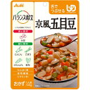 ■製品特徴にんじん・ごぼう・さやいんげん・昆布を入れて、上品な甘さの強風だしで煮込みました。◆原材料に含まれるアレルギー物質本品に含まれるアレルギー物質(27品目)小麦・牛肉・大豆■使用方法高温・直射日光をさけて保存してください。■ご注意・調理時や喫食時のやけどにご注意ください。・お湯の取り扱いにご注意ください。・食事介助の必要な方は、飲み込むまで様子を見守ってください。・かむ力、飲み込む力には個人差がありますので、必要に応じて医師・栄養士等の専門家にご相談ください。・開封後はなるべく早くお召し上がりください。■原材料名・栄養成分等■名称：豆煮物■原材料野菜にんじん・ごぼう・さやいんげん)、だいず、砂糖、かつお昆布だし、イヌリン(食物繊維)、しょうゆ(小麦を含む)、牛コラーゲンペプチド、植物油脂、しいたけエキス、食塩、こんぶ/増粘剤(加工デンプン、キサンタン)、V.B1■栄養成分：1袋(100g)あたりエネルギー：88Kcal、たんぱく質：5.0g、脂質：2.8g、炭水化物：13.3g、糖質：8.3g、食物繊維：5.0g、食塩相当量：0.7g、ビタミンB1：0.5mg【お問い合わせ先】こちらの商品につきましての質問や相談につきましては、当店（ドラッグピュア）または下記へお願いします。アサヒグループ食品株式会社 お客様相談室電話：0120-630557受付時間10：00-17：00(土・日・祝日を除きます)広告文責：株式会社ドラッグピュア作成：201802SN神戸市北区鈴蘭台北町1丁目1-11-103TEL:0120-093-849製造販売：アサヒグループ食品株式会社区分：食品・日本製 ■ 関連商品 アサヒグループ食品　お取扱い商品バランス献立　関連商品