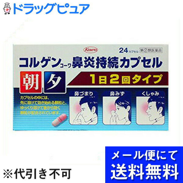 【第(2)類医薬品】【本日楽天ポイント4倍相当】【●メール便にて送料無料(定形外の場合有り)でお届け 代引き不可】興和株式会社　コルゲンコーワ鼻炎持続カプセル 24カプセル（メール便は要10日前後）【RCP】