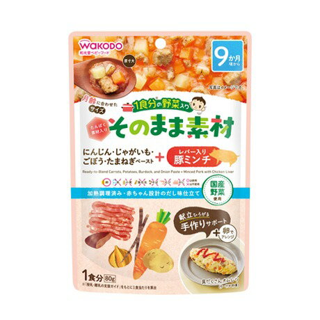 【本日楽天ポイント4倍相当】アサヒグループ食品株式会社和光堂 1食分の野菜入り そのまま素材 +レバー入り豚ミンチ 80g【RCP】【CPT】