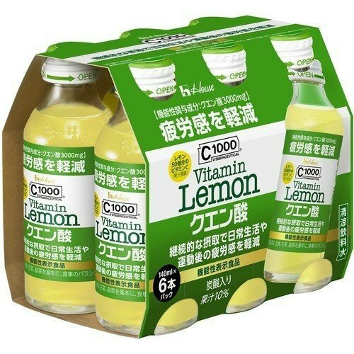 【3％OFFクーポン 6/22 20:00〜6/27 01:59迄】【送料無料】ハウスウェルネスフーズ株式会社ビタミンレモン クエン酸 140ml×6本【RCP】..