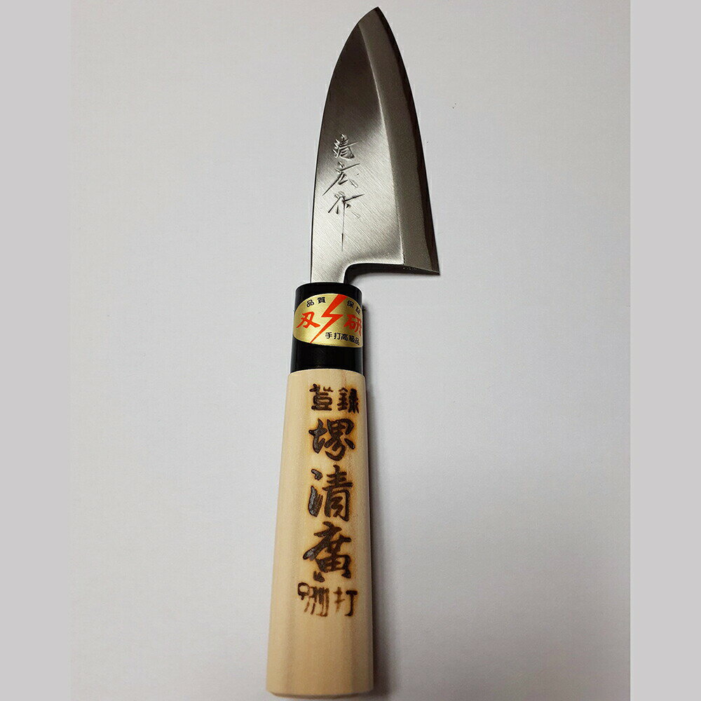 【本日楽天ポイント4倍相当】【メーカー直送品(代引き不可)・送料無料】仁村金物店　手打高級品　堺清廣　別打ち　出刃包丁（磨き、鋼（ハガネ）付き）魚用［片刃120mm］1本【箱付】＜手作り＞＜金物の産地兵庫県小野市からお届けします＞＜キッチン用品・ナイフ＞