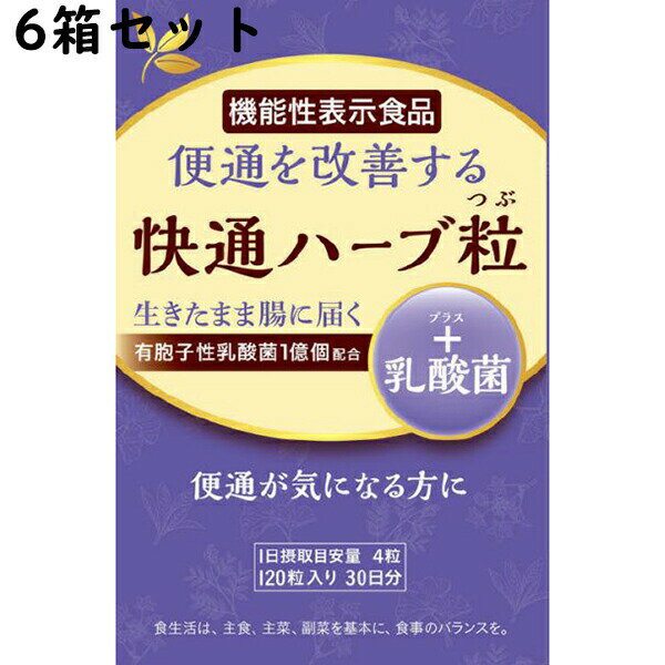 【本日楽天ポイント4倍相当】【送料無料】有限会社 ナチュラルウェーブ快通ハーブ粒+乳酸菌　120粒×6個セット【機能性表示食品(便通が気になる方に)】【RCP】【△】