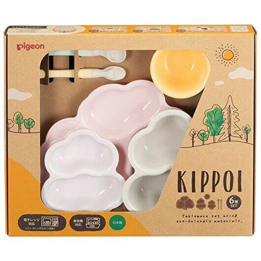 【送料無料】ピジョン株式会社ベビー食器セット KIPPOI(キッポイ) ベビーピンク&ピーチホワイト 6種 1セット【RCP】【北海道沖縄は別途送料】【△】