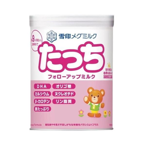 ■製品特徴満9ヶ月頃から3歳頃までの赤ちゃんの成長に必要な栄養をバランスよく配合。甘すぎない自然なおいしさで溶けやすいフォローアップ粉ミルク。■内容量830g■原材料乳糖（ドイツ製造又はアメリカ製造）、植物油（カノーラ油、パーム核油、パーム油、大豆油）、デキストリン（でんぷん糖化物）、脱脂粉乳、バターミルクパウダー、乳清たんぱく質濃縮物、ホエイパウダー、全粉乳、精製魚油、炭酸Ca、リン酸Ca、クエン酸K、硫酸Mg、塩化K、V.C、ピロリン酸鉄、V.E、シチジル酸Na、パントテン酸Ca、ナイアシン、炭酸K、V.B6、V.A、V.B1、5'‐AMP、ウリジル酸Na、イノシン酸Na、グアニル酸Na、V.B2、葉酸、カロテン、V.D、V.B12、（一部に乳成分・大豆を含む）■栄養成分表示●栄養成分(100g当たり) エネルギー471Kcal、たんぱく質14.5g、脂質20.0g、炭水化物58.9g、食塩相当量0.56g、ビタミンA360μg、ビタミンB1　0.7mg、ビタミンB2 0.8mg、ビタミンB6　0.7mg、ビタミンB12　1.2μg、ビタミンC 60mg、ビタミンD6.5μg、ビタミンE6.0mg、ビタミンK15μg、ナイアシン6.0mg、パントテン酸5.7mg、葉酸120μg、カルシウム700mg、リン350mg、鉄9.0mg、カリウム700mg、マグネシウム80mg、リノール酸：3.0g、α‐リノレン酸：0.5g、ドコサヘキサエン酸(DHA)：53mg、リン脂質：350mg、ヌクレオチド：6mg、オリゴ糖：1.5g、β‐カロテン：40μg、塩素：450mg、灰分：4.0g、水分：2.8g■使用方法月齢に応じた分量■注意事項●缶に入っている専用スプーンを必ずお使いください。使用後はよく洗い乾燥させ、缶の中に入れずに衛生的に保管してください。●粉ミルクに水滴が入ると固まりますので、ぬれたスプーンは使用しないでください。●ミルクをはかり終わったら、虫やホコリ、髪の毛などが入らぬよう、すぐにフタを閉めてください。●湿気の多い場所や火のそば、直射日光のあたるところに置かないでください。●冷蔵庫や冷凍庫に入れないでください。●開缶後は1ヶ月以内にお使いください。直射日光、高温多湿をさけて保存■アレルギー乳成分、大豆【お問い合わせ先】こちらの商品につきましての質問や相談は、当店(ドラッグピュア）または下記へお願いします。雪印ビーンスターク株式会社〒160-0003 東京都新宿区四谷本塩町5番1号 雪印メグミルク本社ビル電話：0120-241-537受付時間：9:00〜17:00（土日祝・年末年始および弊社の定める休日を除く）広告文責：株式会社ドラッグピュア作成：202410AY神戸市北区鈴蘭台北町1丁目1-11-103TEL:0120-093-849製造販売：雪印ビーンスターク株式会社区分：食品文責：登録販売者 松田誠司■ 関連商品粉ミルク関連商品ベビー用品関連商品雪印ビーンスターク株式会社お取り扱い商品