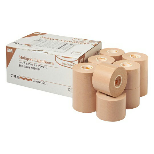 【本日楽天ポイント4倍相当】マルチポアライトブラウン粘着性綿布伸縮包帯50.0mm×5.0m×12個［品番：2733-50］【RCP】