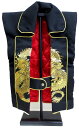 五月人形【北寿】陣羽織 青海龍専用飾り台付黒のサテン調の生地に内側は赤でかっこいい金昇龍柄