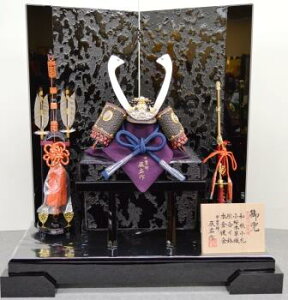 【五月人形】四分之一 兜飾り【北寿】シルバー小桜革縅甲冑師:小島辰広 作※和紙小札・本印伝吹き返し※サービス品付き