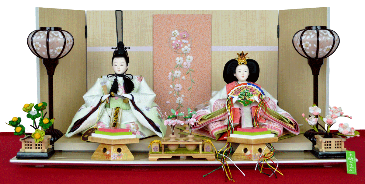 【ひな人形】芥子親王 平飾り【北寿】25K-2-彩桜人形師：小倉 草園可愛らしいお顔と衣装のおひな様※サービス品付き※桐箱は追加料金