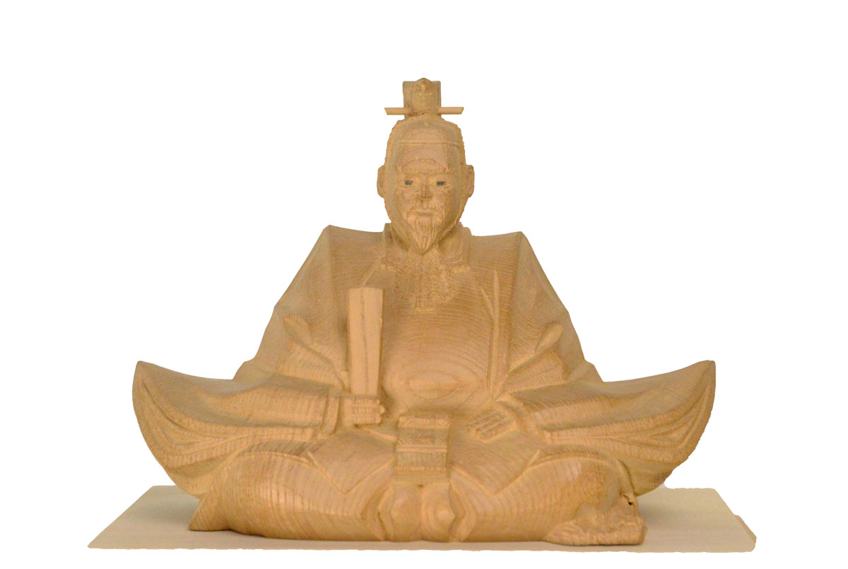 【天神様】井波彫刻六寸 欅(けやき)『菅原道真公』加茂 蕃山(かも ばんざん)※日展審査員※お道具セット付き※1品ごとに木目が異なります。※表情は1品ごとに違います。