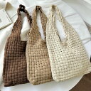 ニットトートバッグ 編みバッグ 肩掛けカバン 新作 ワンショルダーバッグ レディース 透かし編み ニット鞄 軽量 大きめ カジュアル バッグ 大容量 きれいめ