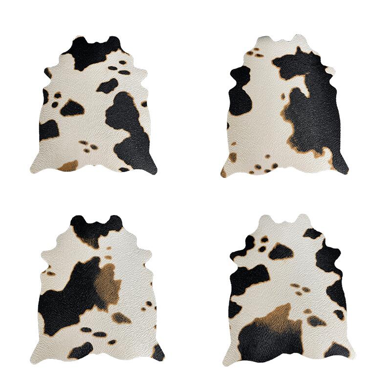 樂天商城 - 【在庫限り】フォスター＆ライ コースター 4枚セット 黒 白 ギフト プレゼント 装飾 おしゃれ Rye 6878 Cowhide Coaster, Set of 4, Black and White