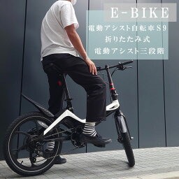 電動自転車 折りたたみ おすすめ E-Bike 電動アシスト自転車S9 ホワイト 電動アシスト自転車 折り畳み 軽量 省エネ 小型 20インチ ディスクブレーキ アシスト3段階 LEDライト（メーカー直送、代金引き不可）