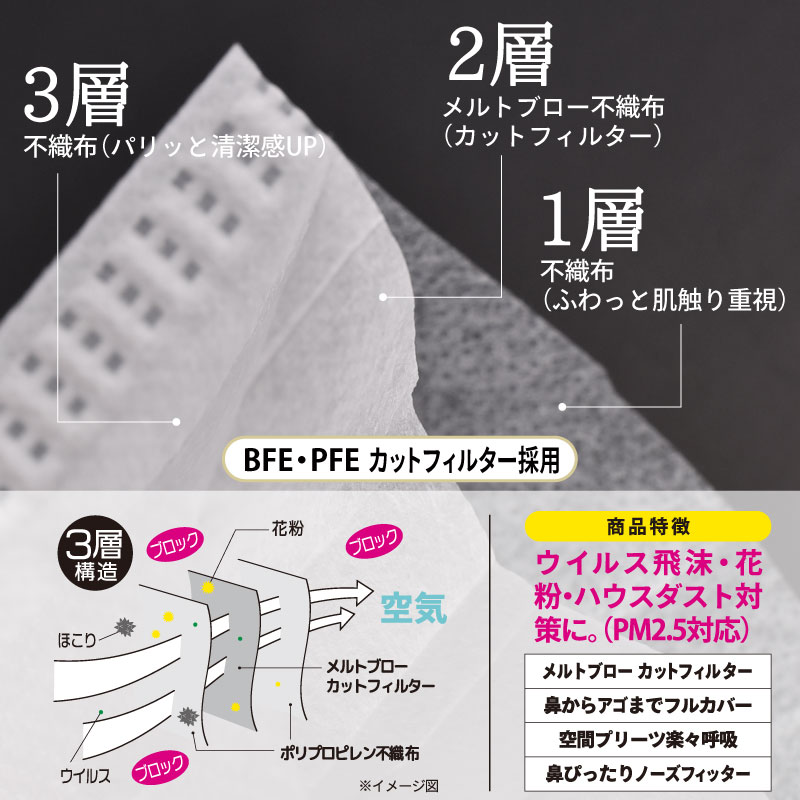 カケン マスク工業会 マスク 50枚 個包装 耳痛くならない 幅広ストレッチ生地 平紐 不織布 使い捨てマスク 3層構造 立体プリーツ 全国マスク工業会 印字 日本カケンテストセンター認証検査済 PFE BEPカットフィルター採用 kaiteki99 国内メーカー製 大河商事 マスク MSK-005