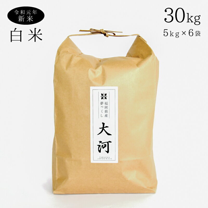 特A 夢つくし 30kg (5kgx6袋) 精米 新米 福岡産 令和元年 特別パッケージ 個装 札付き 贈答品 ギフト お祝い 日本産 お米 柔らかい しっとり 程よい粘り