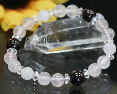 パワーストーン ブレスレット ガーネット ローズクォーツ ムーンストーン ブレスレット 水晶 ガーネットブレスレット 天然石 ブレスレット 1月誕生石 送料無料