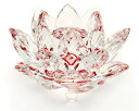 クリスタルガラス 蓮の花 置物 蓮の花置物 民芸品 風水アイテム 縁起物【中】