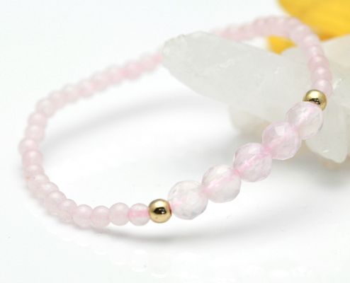 パワーストーン ブレスレット ローズクォーツ ブレスレット 天然石 ローズクォーツ3mm ブレスレット メール便　送料無料｜