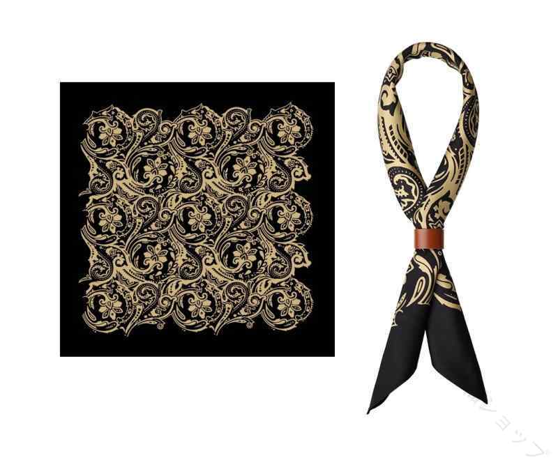 スカーフ メンズ 紳士 おしゃれ レトロ シルクスカーフ ヴィンテージ スクエア シャツ ネック ブラック..