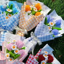 【完成品】チューリップ 花束 手芸モール 造花 枯れない花 モールフラワー 手作り 母の日 敬老の日 開店祝い 卒業式 女性 プレゼント バレンタインデー ホワイトデー お返し ぬいぐるみ花束 精巧で可愛い 花束 誕生祝 結婚式 ギフトに最適