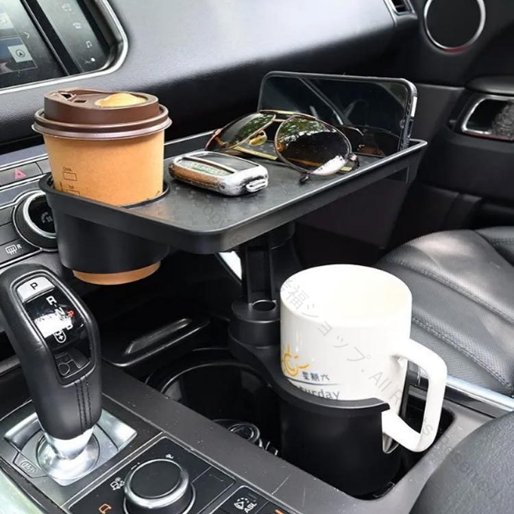 小物置き トレイ フレキシブルアーム式 マルチトレイテーブル 車載 差し込み式 車内用 2in1 車載ホルダ..