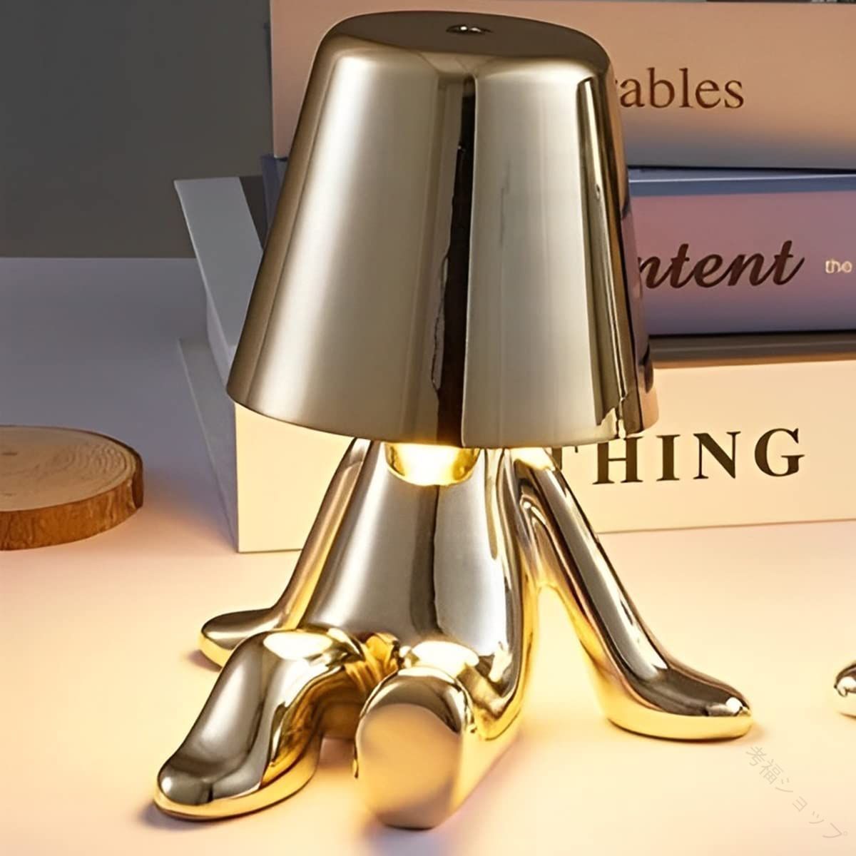 ナイトライト 可愛い置き型小さな金の人 枕元ライト ベッドサイドランプ ナイトランプ USB充電式 暖光 ..