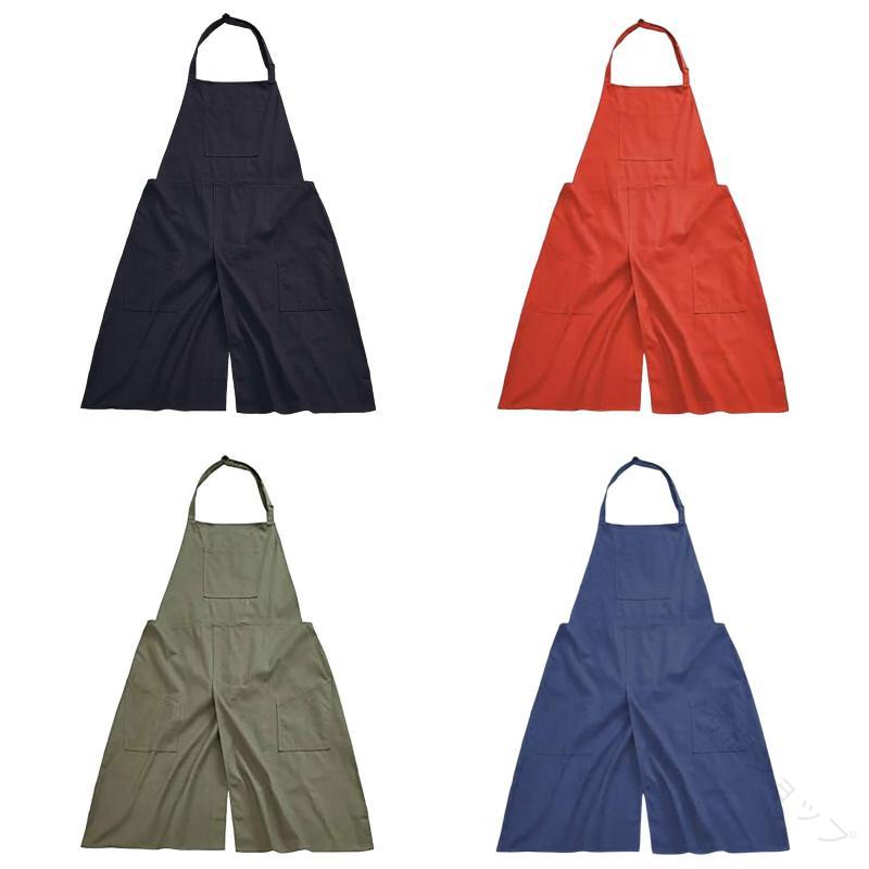スプリットレッグエプロン 陶芸用エプロン 丈夫な女性用 多目的ポケット付き アーティスト用絵画用エプ..