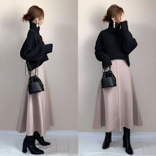 セットアップ レディース ニット セーター 長袖 Aライン スカートセット 秋冬 二点セット 厚手 無地 おしゃれ 体型カバー フレアスカート 卒業式 母 上下セット ファッション 着回し可能 大人可愛い 上品スタイル 127cm