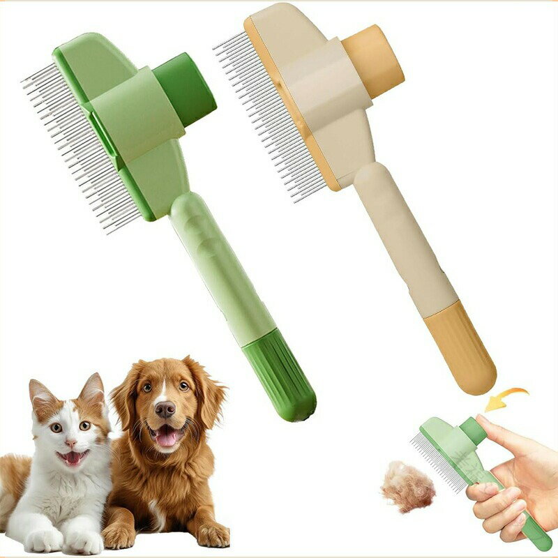 猫 犬 くし 2本セット 抜け毛取ワンプッシュ式 猫 ブラシ簡単 痛くない 猫の毛取り 短毛 中毛 長毛 通用 ペット用グルーミング用品 使いやすいデザインで快適お手入れ可能 便利な2本セット