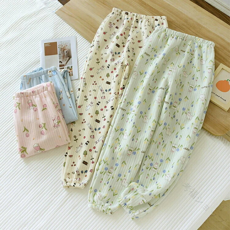 ルームパンツ 冬用 綿素材 かわいい花柄 ボトムス ズボン パジャマ ウェストゴム仕様 部屋着 オシャレ..