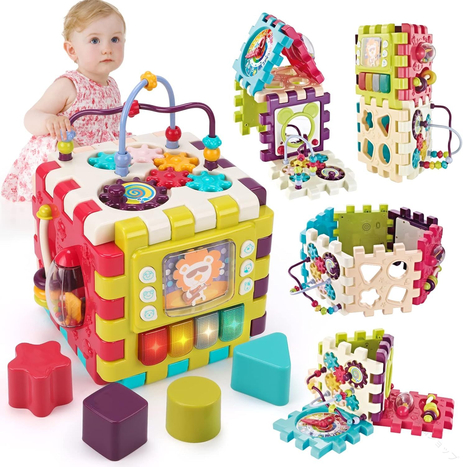 多機能 はめこみ 形合わせ ボックス 積み木 赤ちゃんおもちゃ 0歳 1歳 ビーズコースター ルーピング 子供 知育玩具 早期開発 指先訓練 ..