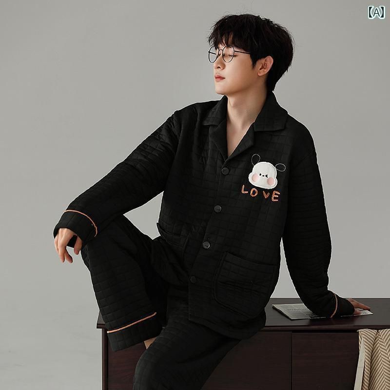 パジャマ ルームウェア ナイトウェア カップル対応 キルティング レディース 秋冬用 綿素材 厚手で暖か..