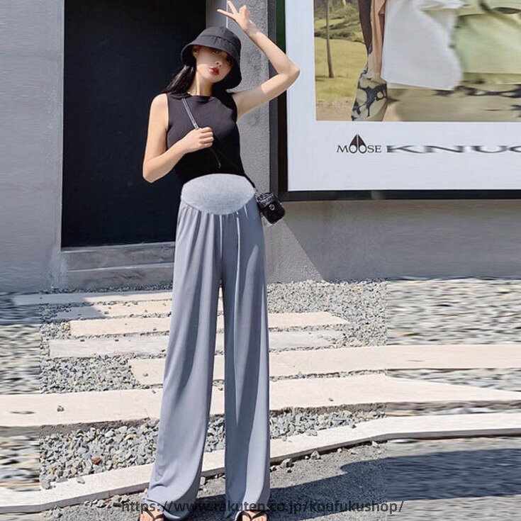 マタニティウェア ワイドパンツ ゆったり 夏 涼しい 薄手 ストレート フレアパンツ...