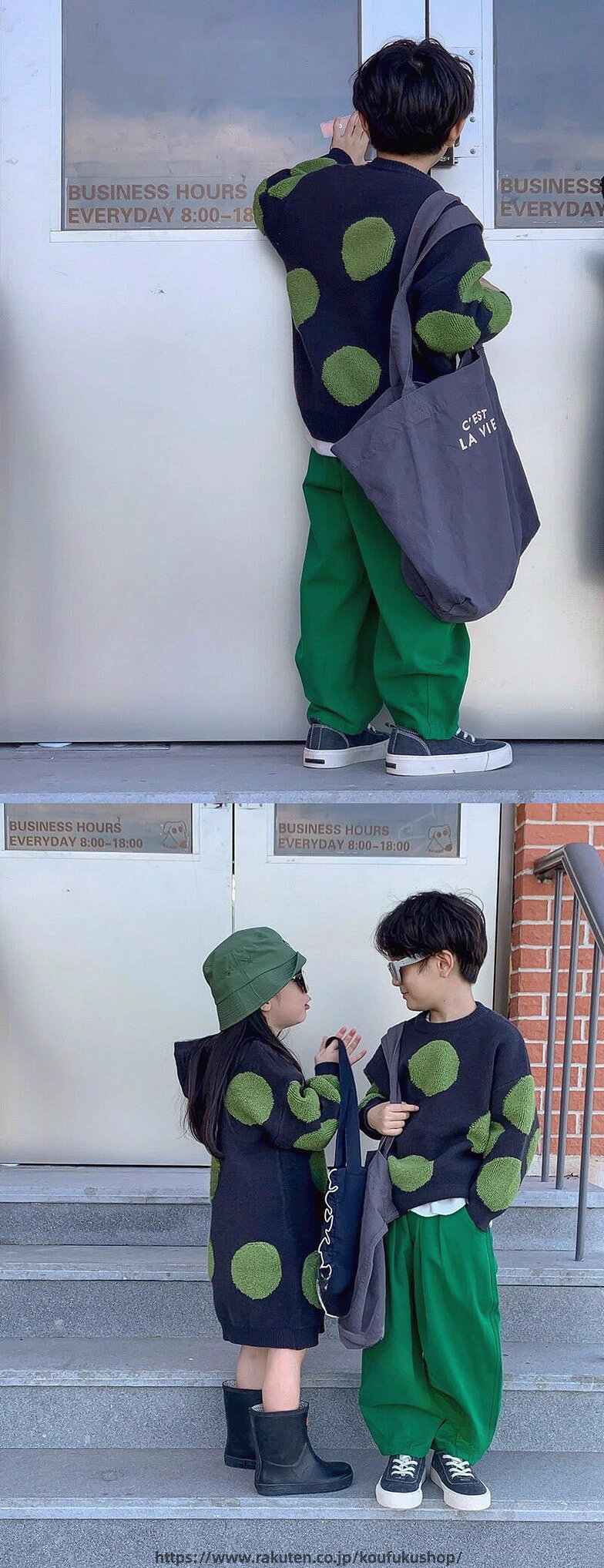 ニット セーター キッズ 子供服 女の子 男の子 トップス 長袖 丸首 洗える ボーダ...
