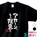 おもしろ Tシャツ 漢字 和柄 「アカ〜ン、もう限界や。」 男女兼用 オールシーズン 綿100％ ホワイト/ブラック 140cm-160cm/S-XL ka400-126 KOUFUKUYA 幸服屋さん 送料無料 送料込み