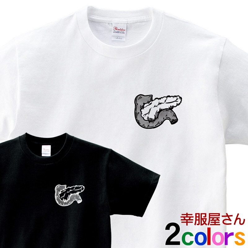おもしろ tシャツ 臓器 「 膵臓 十二指腸 」 クール サブカル ワンポイント cl25 男女兼用 オールシーズン 綿100％ 140cm-160cm/S-XL KOUFUKUYA 幸服屋さん 送料無料 送料込み