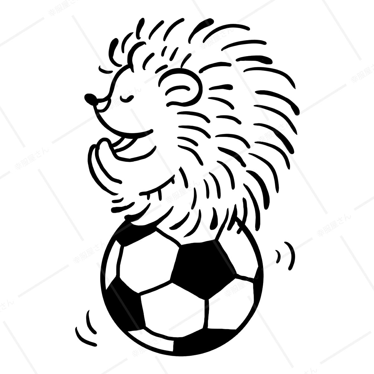 ハリネズミ おもしろ tシャツ 線画 サッカーボール 選べるサイズデザイン am90 男女兼用 オールシーズン 綿100％ 140cm-160cm/S-XL KOUFUKUYA 幸服屋さん 送料無料 送料込み