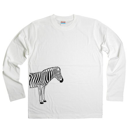 手描きシマウマ柄Tシャツ「シマT」動物ロングTシャツ オリジナル長袖プリントTシャツ ロンT 【Tシャツ アニマル MEN'S・LADIES T-SHIRTS】...