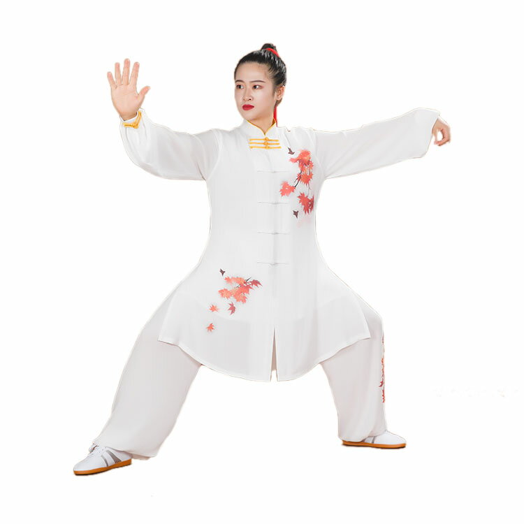 迎春高級糸麻彩絵紅葉太極拳服　新デザイン秋冬美太極拳演武服のサムネイル