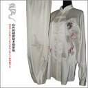 【太極拳】【服】刺繍表演服は当店でしか手に入れられない珍しい表演服です!武術太極拳表演服・太極拳服・武術服・白色刺繍銀龍太極拳服