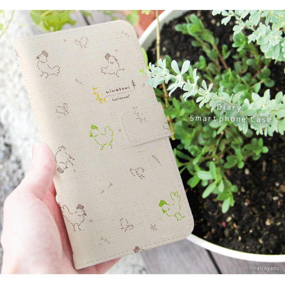 スマホケース Galaxy A20 SC-02M 手帳型 ケース ギャラクシーa20 カバー デザイン にわとり02(パターン) にわとり ひよこ 鳥 北欧　くすみカラー 手書き風 イラスト