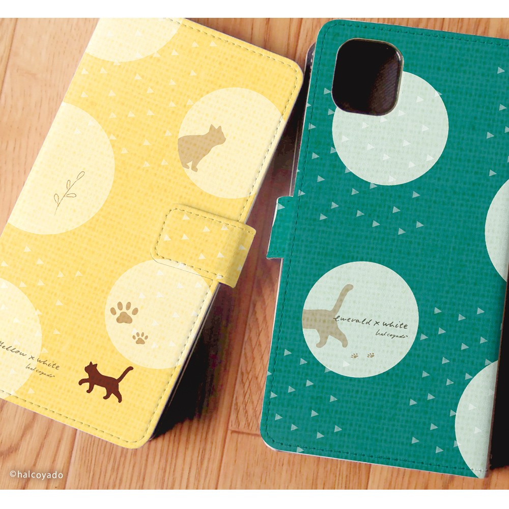 スマホケース 手帳型 AQUOS R3 SHV44 ケース ハード アクオス aquosr3 au カバー クリア デザイン 猫07(布地と雑貨風) くすみカラー 手書き風 イラスト 猫 ねこ 北欧 ドット柄 パステル レトロ 大人かわいい